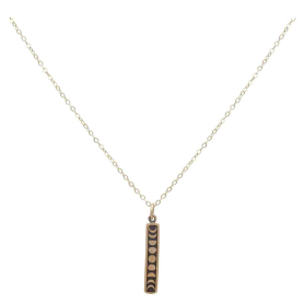 Bronze Moon Phase Necklace with Gold Fill 18 Inch Chain Front View