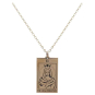 Bronze High Priestess Tarot Card Necklace w/ Gold Fill Chain Front View