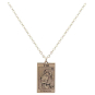 Bronze Strength Tarot Card Necklace with Gold Fill Chain Front View