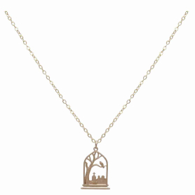 Bronze Graveyard Necklace with Gold Fill Chain Front View