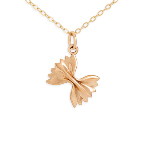 Nina Designs Bronze Bowtie Pasta Necklace with Gold Fill Chain