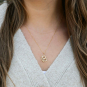 Bronze Pretzel Necklace with Gold Fill Chain on model