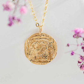 Bronze Athena's Owl Coin Necklace with Gold Fill Chain