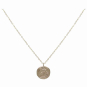 Bronze Athena's Owl Coin Necklace with Gold Fill Chain Front View
