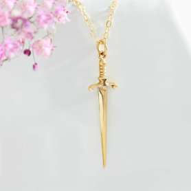 Bronze Sword Necklace with Gold Fill Chain