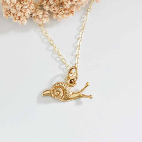 Bronze Snail Necklace with Gold Fill Chain