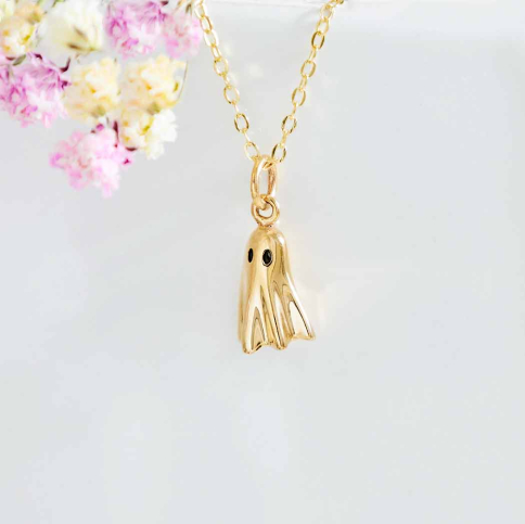 Bronze Ghost Necklace with Gold Fill Chain