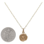 Bronze Wax Seal Heart Necklace with Gold Fill Chain with Dime