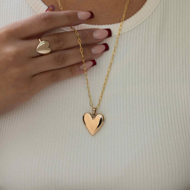 Bronze Heart Locket Necklace with Gold Fill Chain