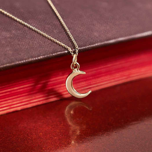Solid 14K Gold Moon Necklace