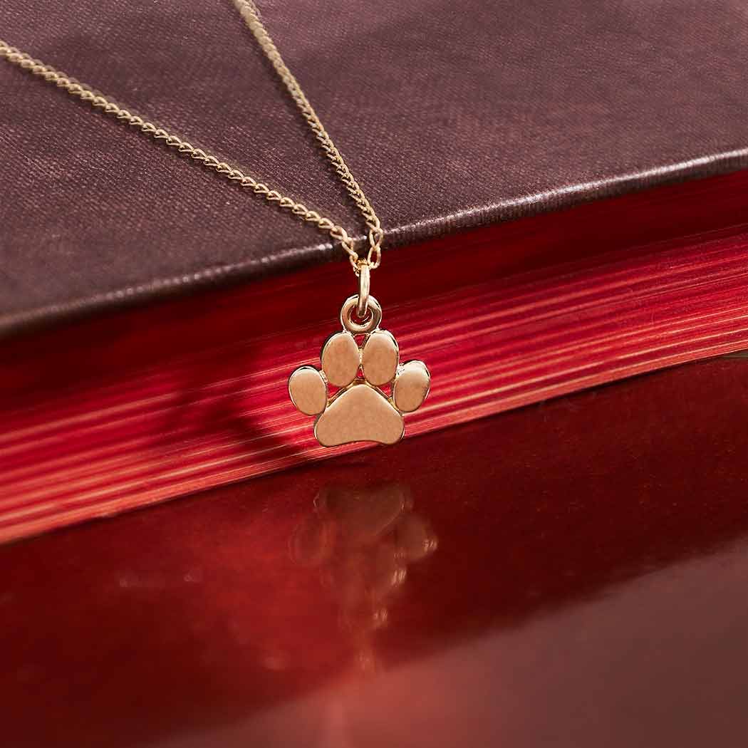 Custom Pet Paw Print 18k Gold Plated Name Necklace