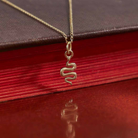 Solid 14K Gold Tiny Snake Necklace 18 Inch