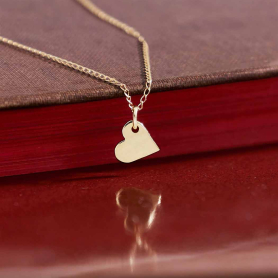 Solid 14K Gold Heart Necklace 18 Inch