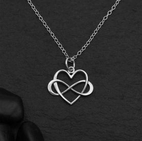 Sterling Silver 18 Inch Infinity Heart Necklace