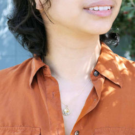 Sterling Silver 18 Inch Palm Tree Necklace with Bronze Sun