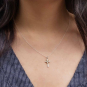 Sterling Silver Cross Necklace with Bronze Heart on Model