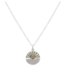 Silver Mountain with Bronze Sun Rays 18 Inch Necklace Front View