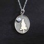 Sterling Silver Tree with Pearl Moon 18 Inch Necklace