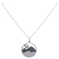 Sterling Silver Mountain with Pearl Moon 18 Inch Necklace Front View