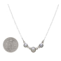 Sterling Silver Three Pearl Festoon Necklace dime view