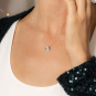 Sterling Silver Solitaire Pearl Bezel Slider Necklace on model