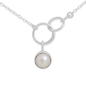 Sterling Silver Circle of Life Necklace with Pearl