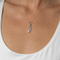 Sterling Silver Two Verticle Bars with Pearls Necklace on model