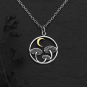Sterling Silver 18 Inch Mushroom Necklace with Bronze Moon