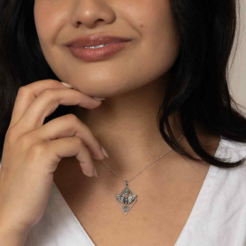 Sterling Silver Butterfly Moth Necklace on model