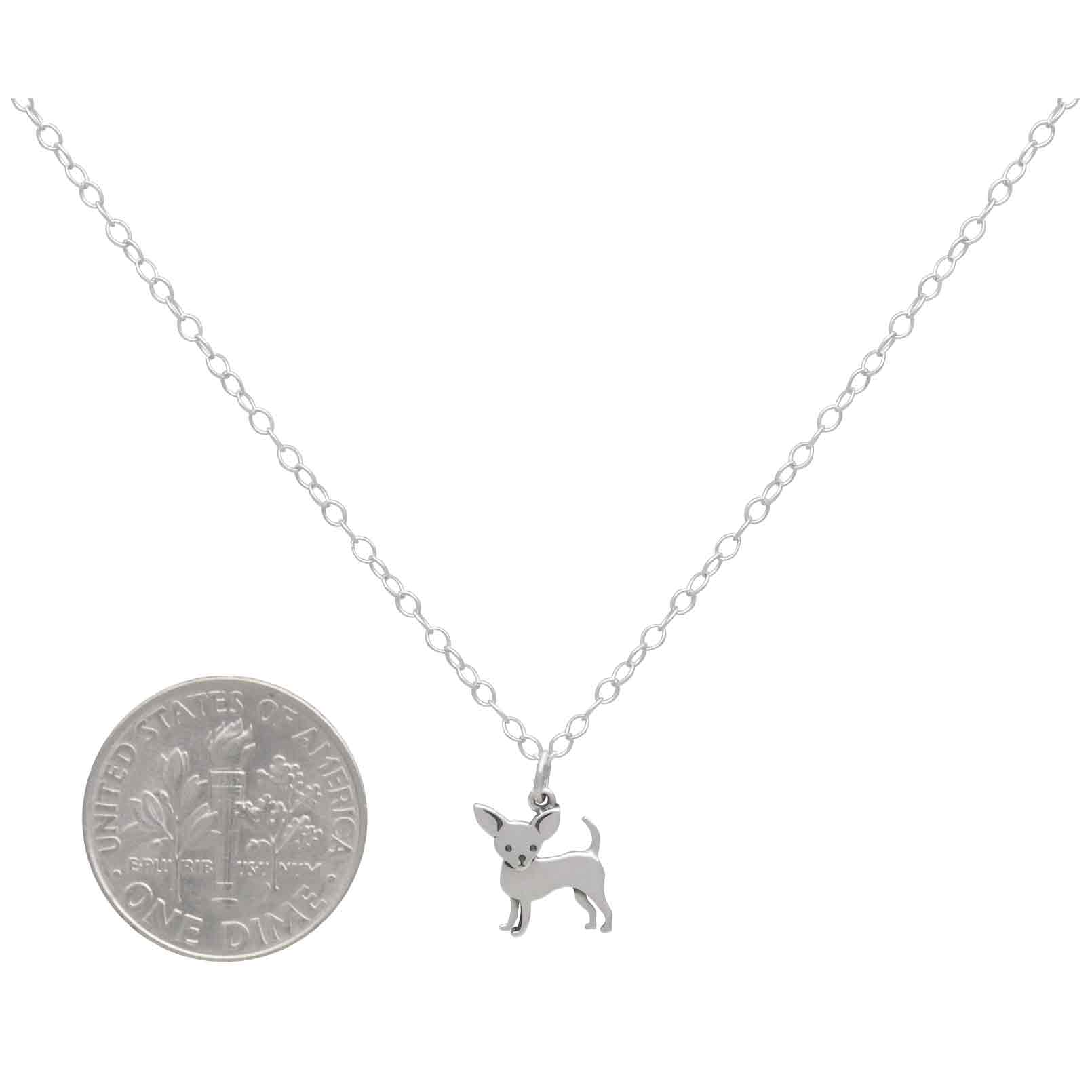 Sterling Silver Chihuahua Dog Necklace 18 Inch