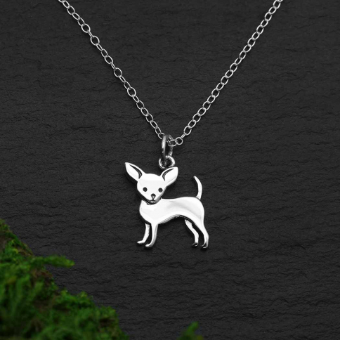 Sterling Silver Chihuahua Dog Necklace 18 Inch