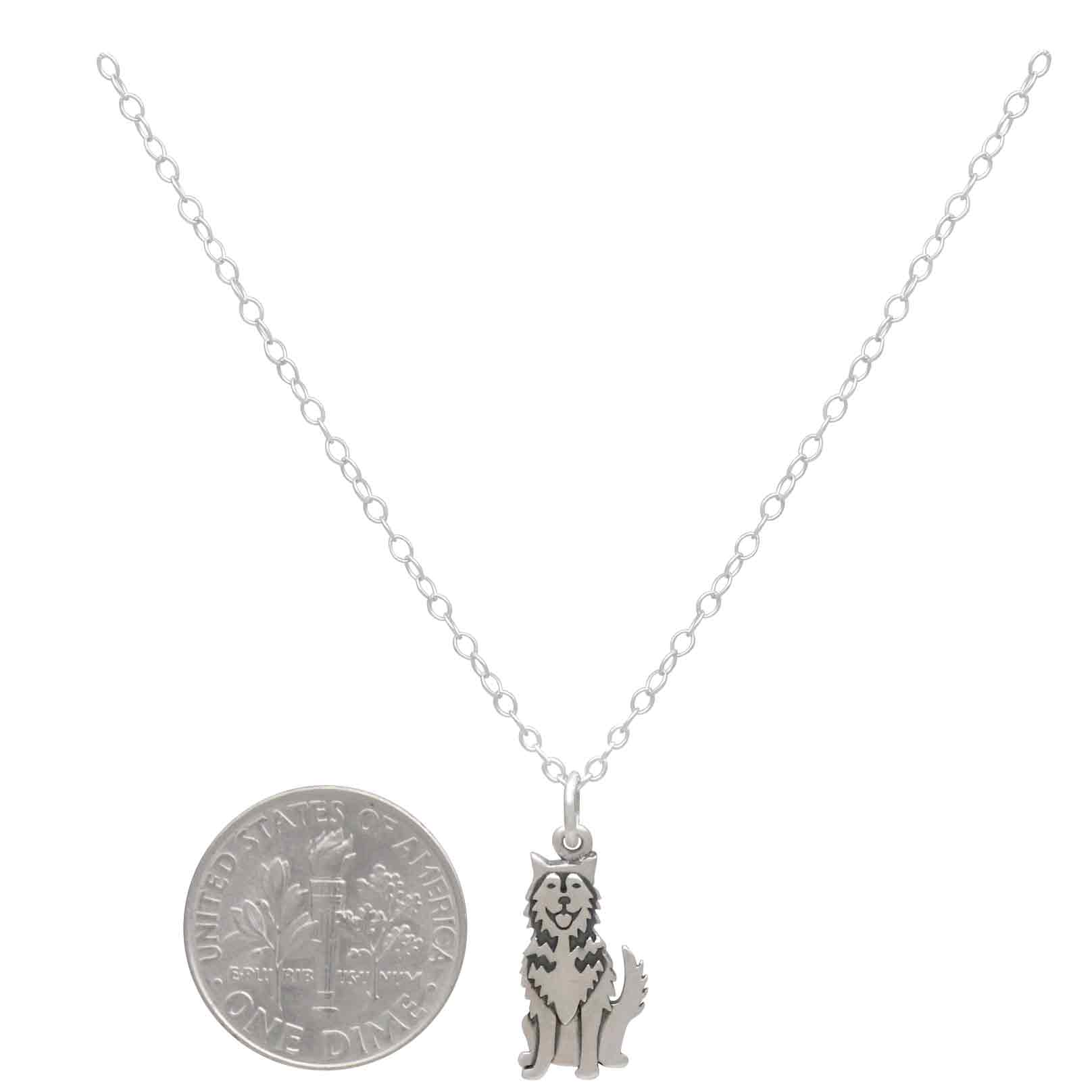 Sterling Silver Husky Dog Necklace 18 Inch