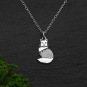 Sterling Silver Fluffy Cat Necklace 18 Inch