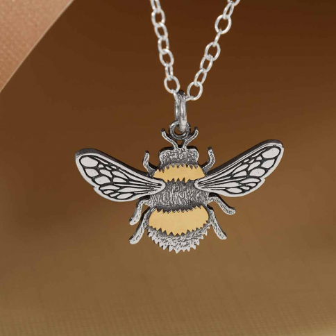 Mixed Metal Bumble Bee Necklace