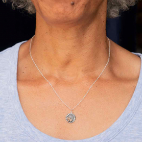 Sterling Silver 18 Inch Sunflower Necklace with Bronze Bee