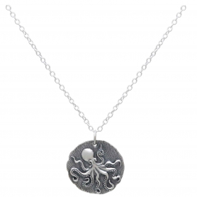 Sterling Silver 18 Inch Octopus Charm Necklace