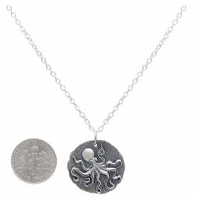 Sterling Silver 18 Inch Octopus Charm Necklace