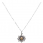 Sterling Silver 18 Inch Daisy Necklace with Bronze Center