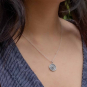 Sterling Silver Compass Wax Seal Necklace on Neck