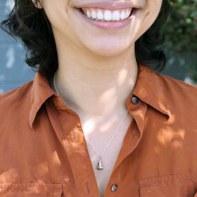 Sterling Silver 3D Ghost Charm Necklace 18 Inch on model front