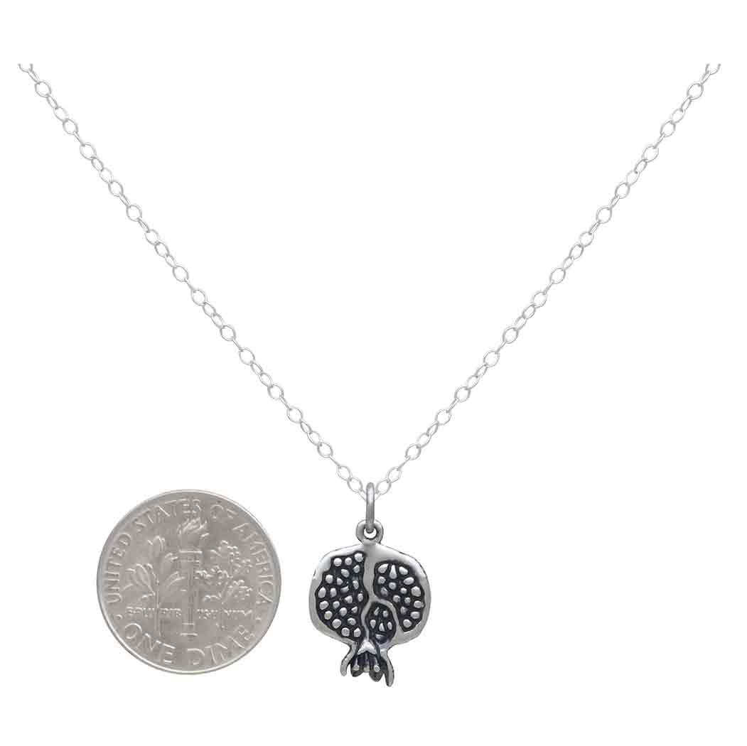 Sterling Silver 18 Inch Pomegranate Necklace with Dime