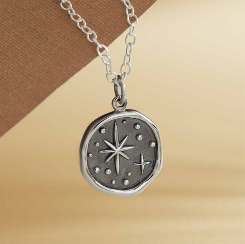 Sterling Silver North Star Wax Seal Necklace