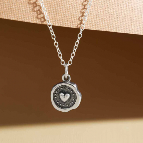 Sterling Silver Wax Seal Heart Necklace