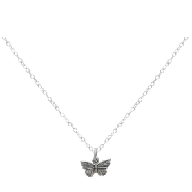Sterling Silver Small Butterfly Necklace Front View