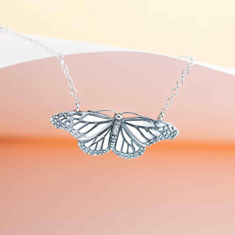 Sterling Silver Monarch Butterfly Festoon Necklace