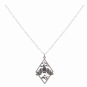 Silver Hanging Bat on Branches in Diamond Frame Necklace Front View