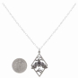 Silver Hanging Bat on Branches in Diamond Frame Necklace with Dime