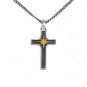 Sterling Silver and Bronze Compass Cross Necklace 22 Inch