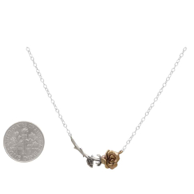 Mixed Metal Rose Festoon Necklace with Dime