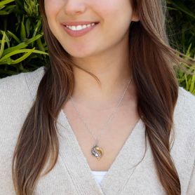 Mixed Metal Double Koi Necklace on model